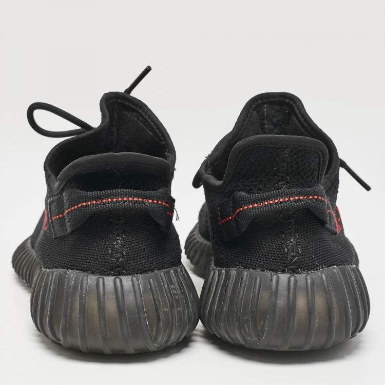 Pre Owned Yeezy x adidas Black Knit Fabric Boost 350 V2 Low Top Sneakers Size 45 1/3