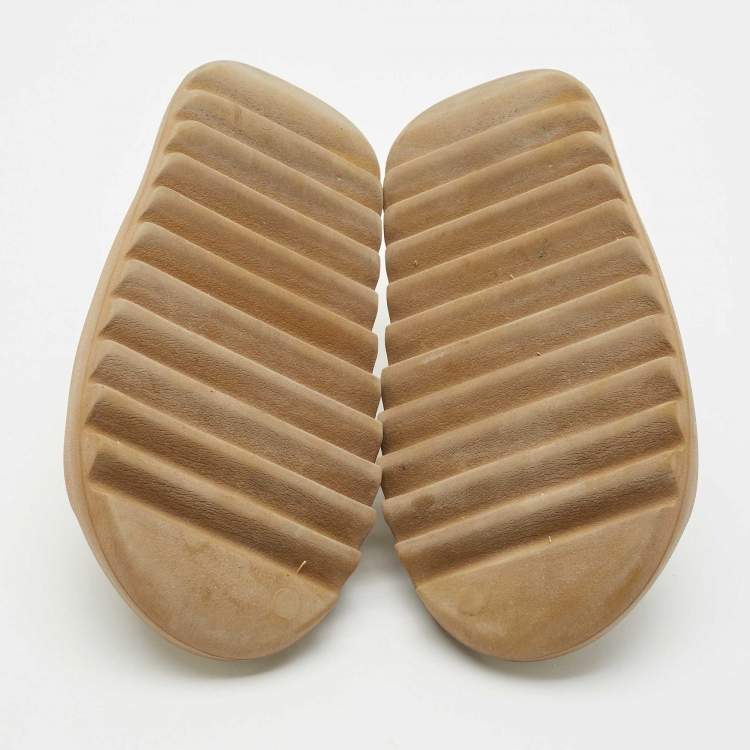 Pre Owned Yeezy x Adidas Brown Rubber Ochre Slides Size 37