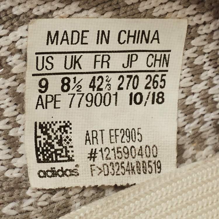 Pre Owned Yeezy x Adidas White/Grey Knit Fabric Boost 350 V2 Static (Non Reflective) Sneakers Size 42 2/3