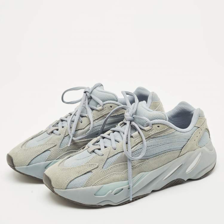 Pre Owned Yeezy x Adidas Blue Canvas and Suede Boost 700 V2 Hospital Blue Sneakers Size 43 1/3