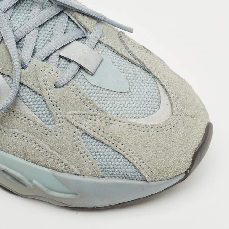 Pre Owned Yeezy x Adidas Blue Canvas and Suede Boost 700 V2 Hospital Blue Sneakers Size 43 1/3
