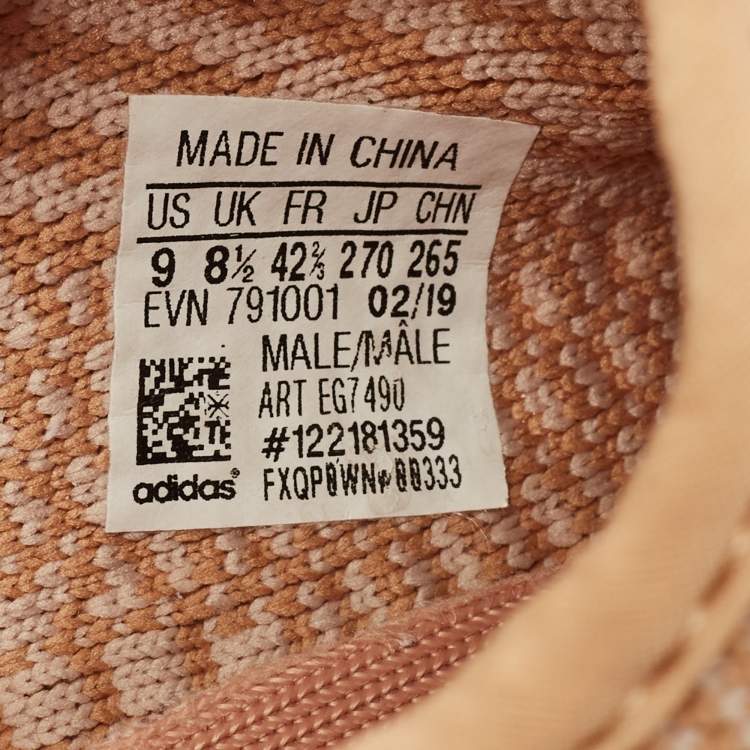 Pre Owned Yeezy x Adidas Orange Knit Fabric Boost 350 V2 Clay Sneakers Size 42 2/3