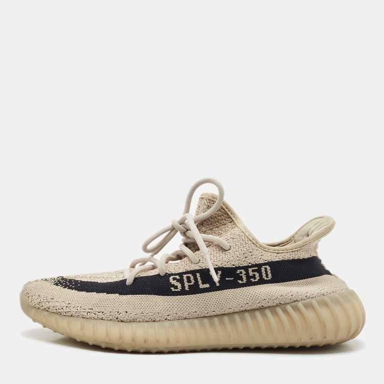 Pre Owned Yeezy x Adidas Grey/Black Knit Fabric Boost 350 V2 Slate Sneakers Size 43 1/3
