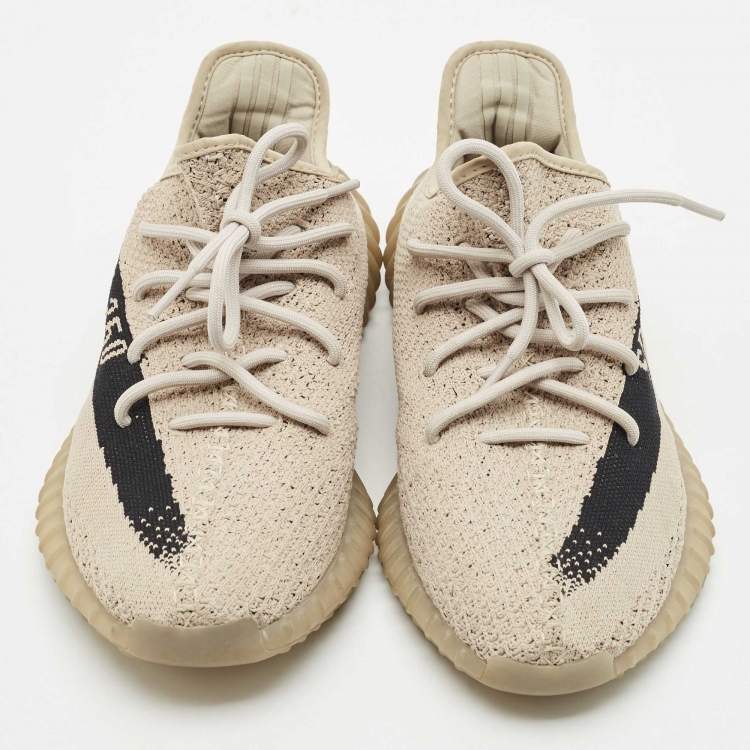Pre Owned Yeezy x Adidas Grey/Black Knit Fabric Boost 350 V2 Slate Sneakers Size 43 1/3