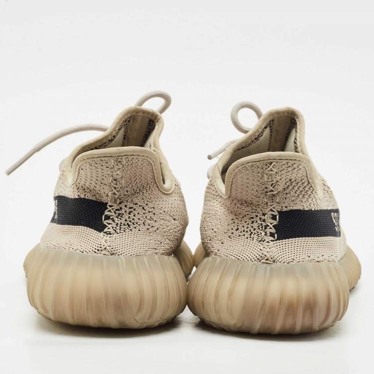 Pre Owned Yeezy x Adidas Grey/Black Knit Fabric Boost 350 V2 Slate Sneakers Size 43 1/3