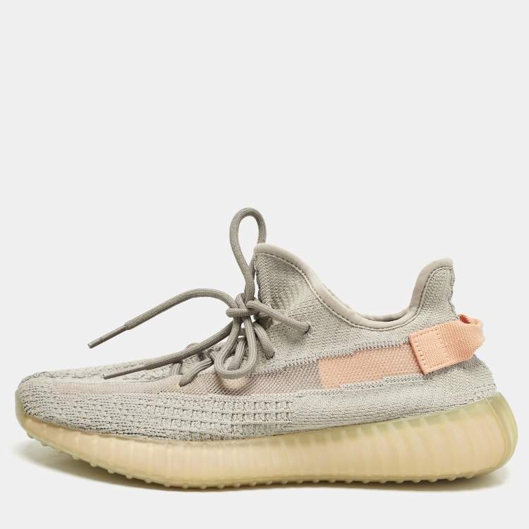 Pre Owned Yeezy x Adidas Grey Knit Fabric  Boost 350 V2 True Form Sneakers Size 42