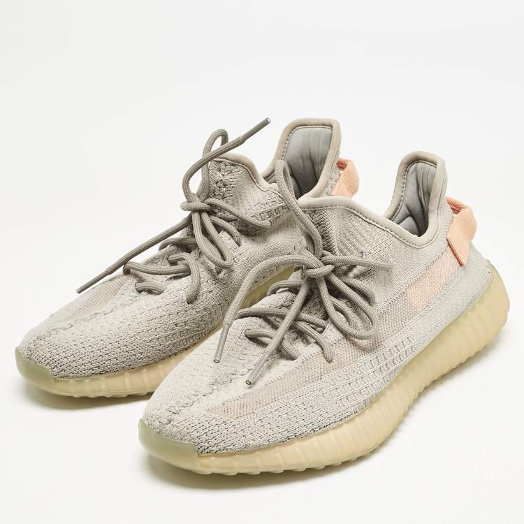 Pre Owned Yeezy x Adidas Grey Knit Fabric  Boost 350 V2 True Form Sneakers Size 42