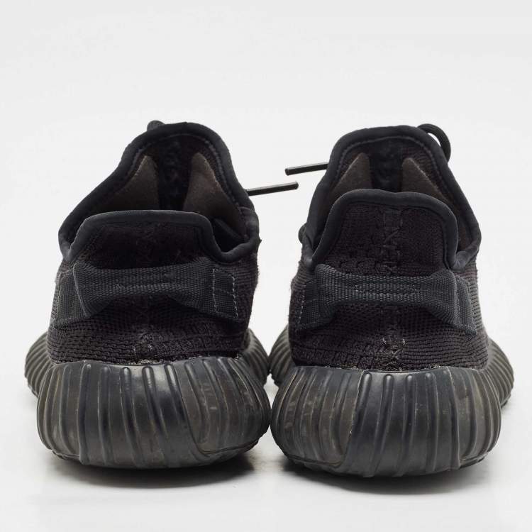 Pre Owned Yeezy x Adidas Black Knit Fabric Boost 350 V2 Black Cinder Low Top Sneakers Size 43 1/3
