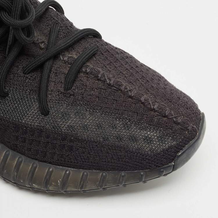 Pre Owned Yeezy x Adidas Black Knit Fabric Boost 350 V2 Black Cinder Low Top Sneakers Size 43 1/3