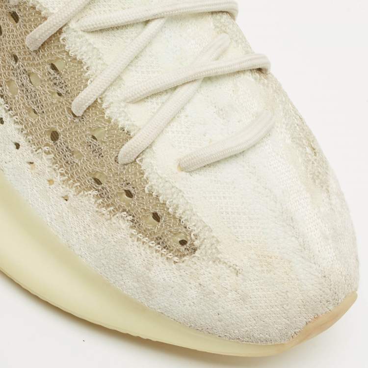 Pre Owned Yeezy x Adidas White Knit Fabric Boost 380 Calcite Glow Sneakers Size 42