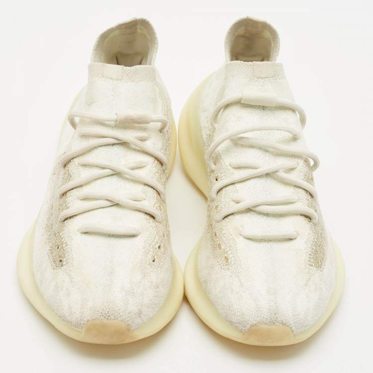 Pre Owned Yeezy x Adidas White Knit Fabric Boost 380 Calcite Glow Sneakers Size 42