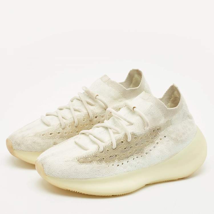 Pre Owned Yeezy x Adidas White Knit Fabric Boost 380 Calcite Glow Sneakers Size 42
