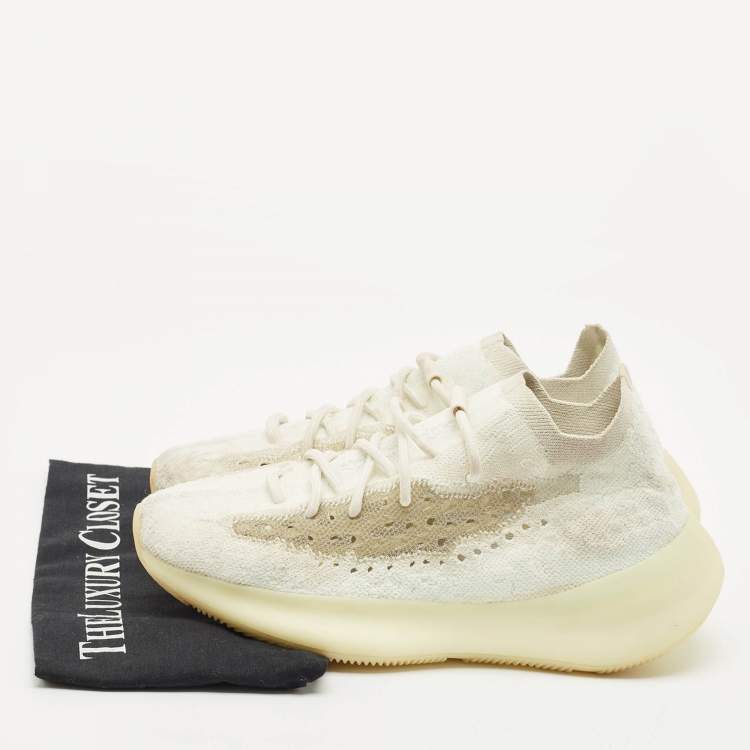 Pre Owned Yeezy x Adidas White Knit Fabric Boost 380 Calcite Glow Sneakers Size 42