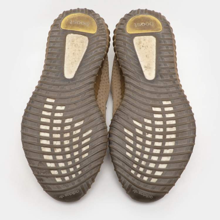 Pre Owned Yeezy x Adidas Brown Knit Fabric Boost 350 V2 Earth Sneakers Size 47 1/3