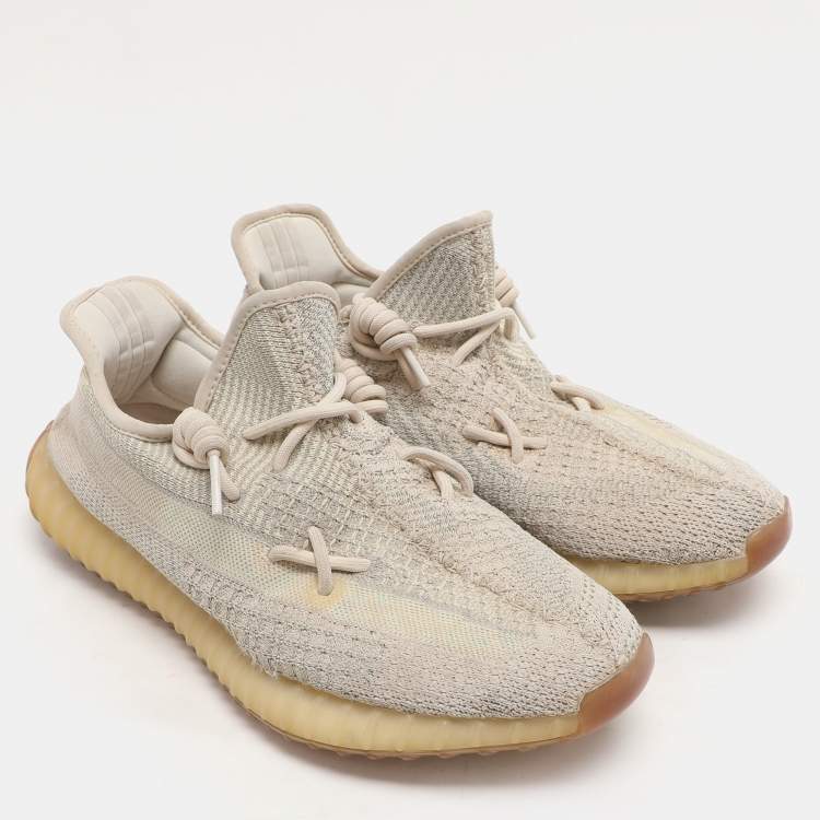 Pre Owned Yeezy x Adidas Pale Green Cotton Knit Boost 350 V2 Citrin Non Reflective Sneakers Size 46 2/3