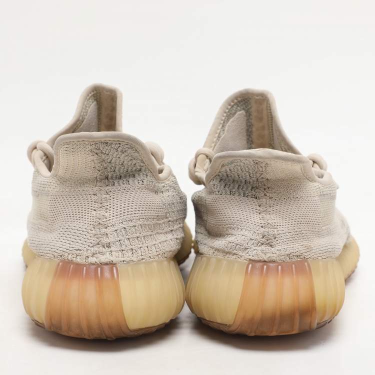 Pre Owned Yeezy x Adidas Pale Green Cotton Knit Boost 350 V2 Citrin Non Reflective Sneakers Size 46 2/3