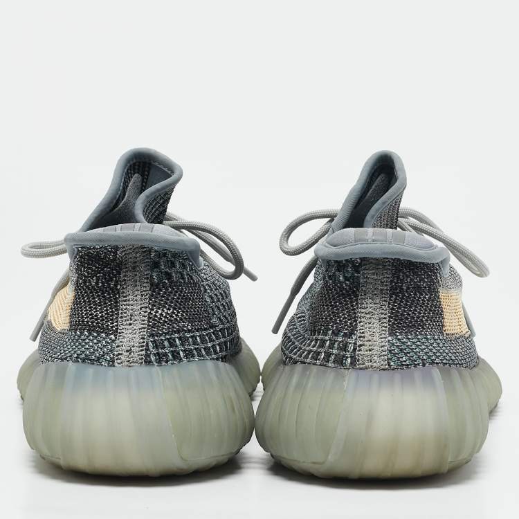 Pre Owned Adidas x Yeezy Boost 350 V2 Ash Blue/Grey Knit Fabric Lace Up Sneakers Size 44 2/3