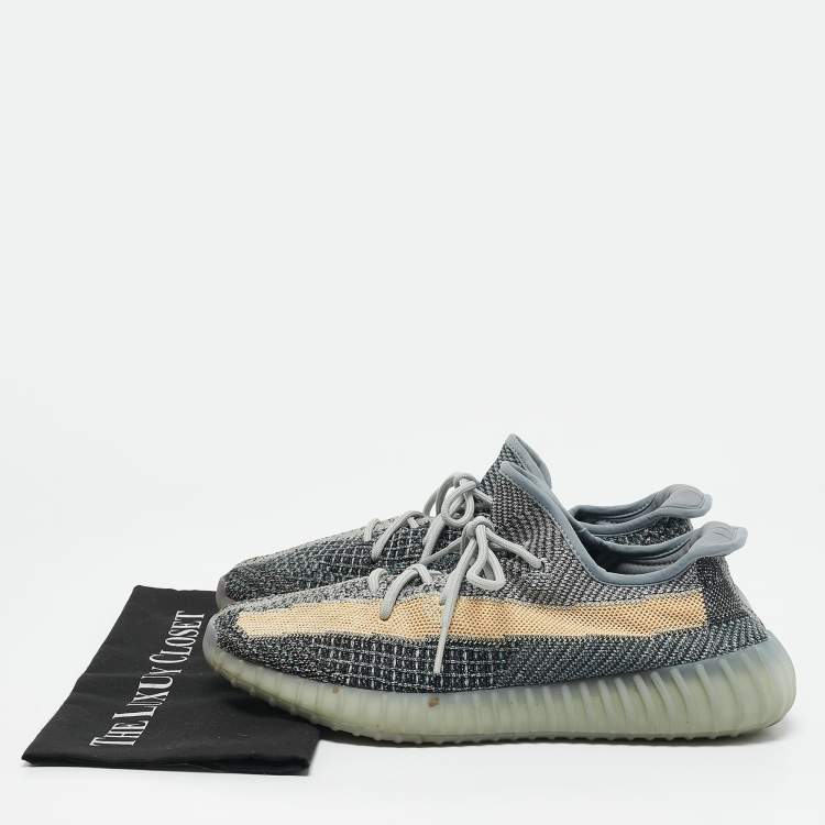 Pre Owned Adidas x Yeezy Boost 350 V2 Ash Blue/Grey Knit Fabric Lace Up Sneakers Size 44 2/3