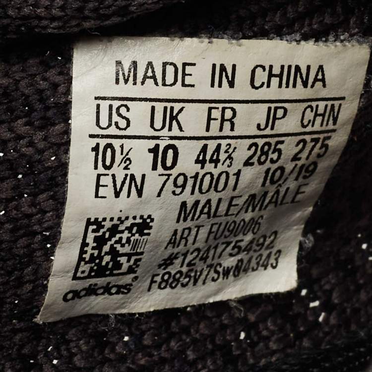 Pre Owned Yeezy x Adidas Black Knit Fabric Boost 350 V2 Black Cinder Low Top Sneakers Size 44 1/3