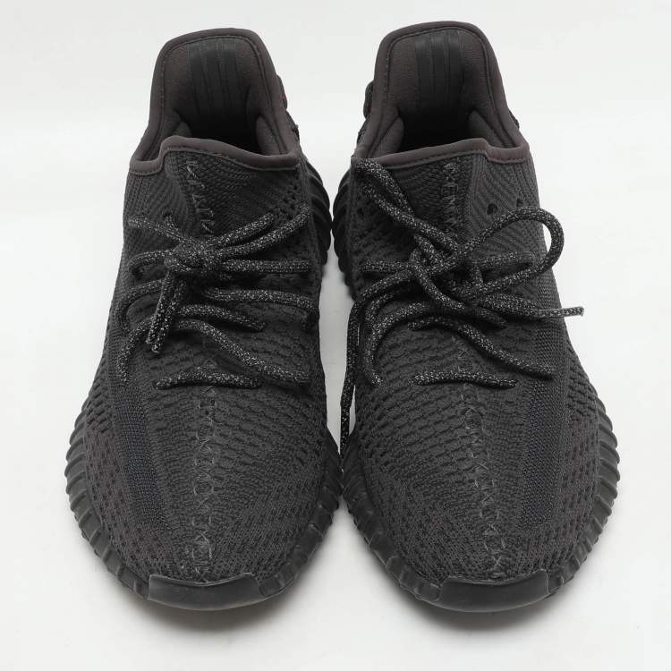 Pre Owned Yeezy x Adidas Black Knit Fabric Boost 350 V2 Static Black Sneakers 42