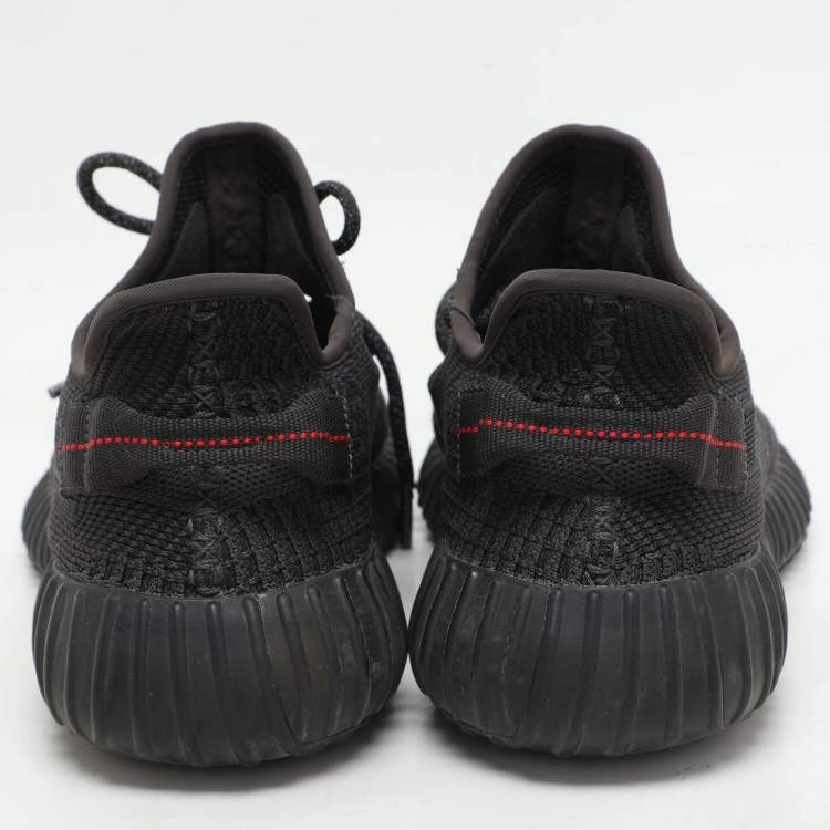 Pre Owned Yeezy x Adidas Black Knit Fabric Boost 350 V2 Static Black Sneakers 42