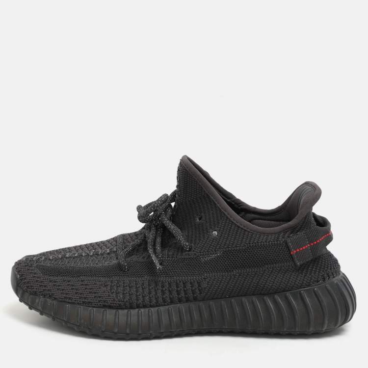 Pre Owned Yeezy x Adidas Black Knit Fabric Boost 350 V2 Static Black Sneakers 42