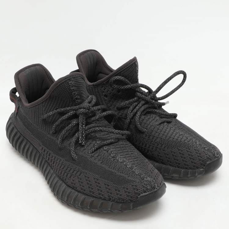 Pre Owned Yeezy x Adidas Black Knit Fabric Boost 350 V2 Static Black Sneakers 42