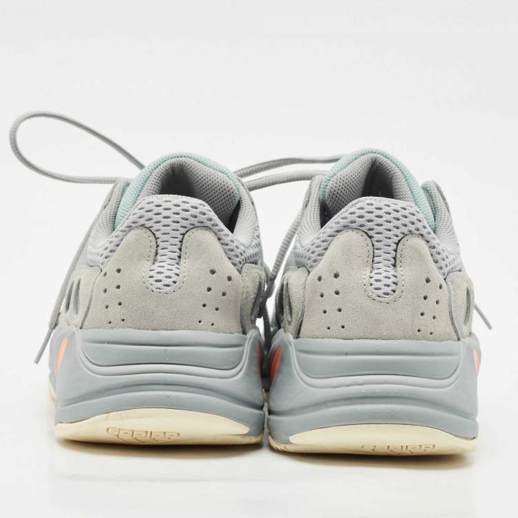 Pre Owned Yeezy x Adidas Grey/Blue Suede and Mesh Boost 700 Inertia Sneakers Size 44