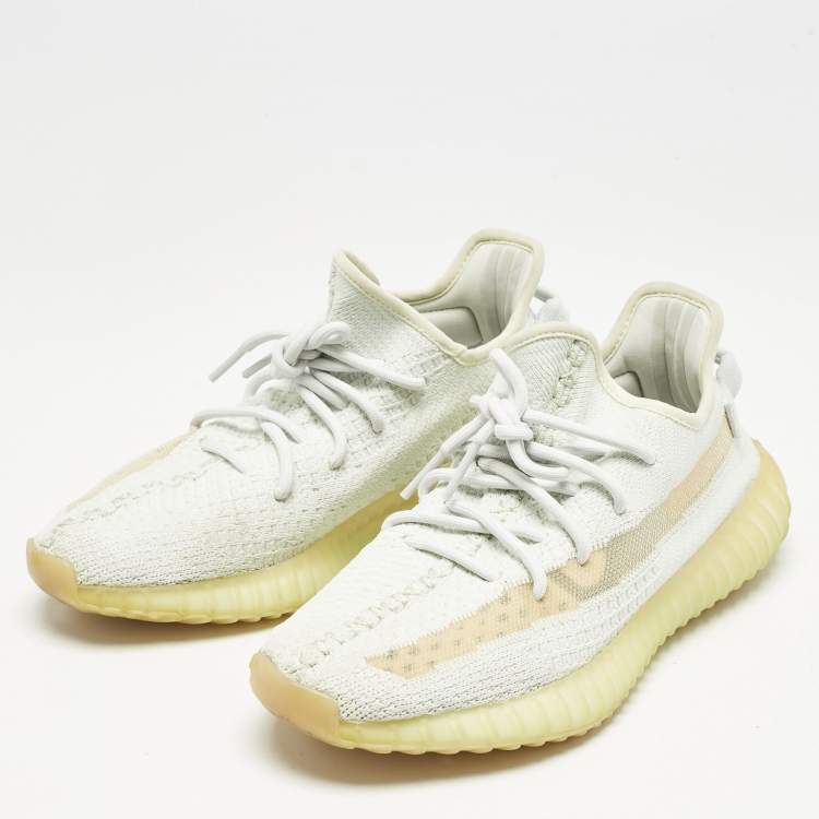 Pre Owned Yeezy x Adidas Light Green Knit Fabric Boost 350 V2 Hyperspace Sneakers Size 40 2/3
