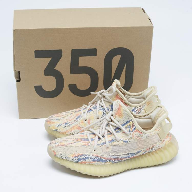 Pre Owned Yeezy x Adidas Multicolor Knit Fabric Boost 350 V2 MX Oat Sneakers Size 40 2/3