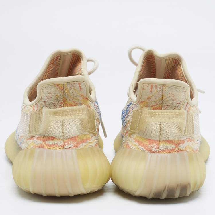 Pre Owned Yeezy x Adidas Multicolor Knit Fabric Boost 350 V2 MX Oat Sneakers Size 40 2/3