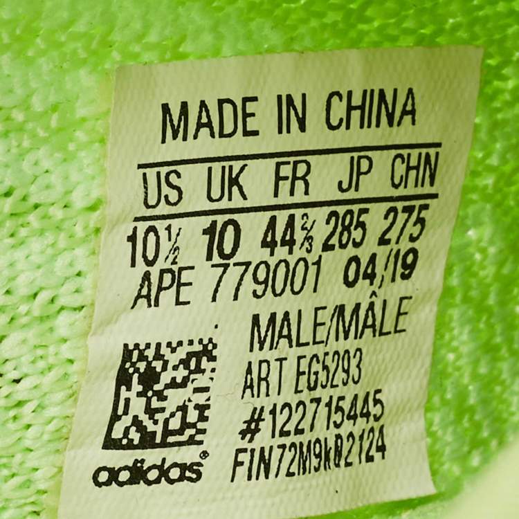 Pre Owned Yeezy x Adidas Green Knit Fabric Boost 350 V2 Glow Sneakers Size 44 1/3