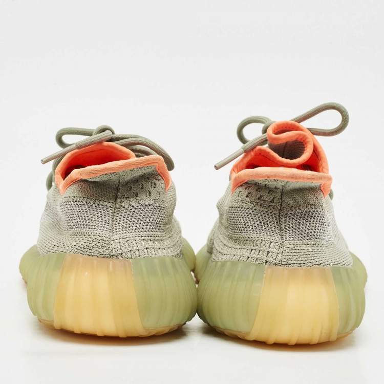 Pre Owned Yeezy x Adidas Green/Grey Knit Fabric Boost 350 V2 Desert Sage Sneakers Size 44 2/3