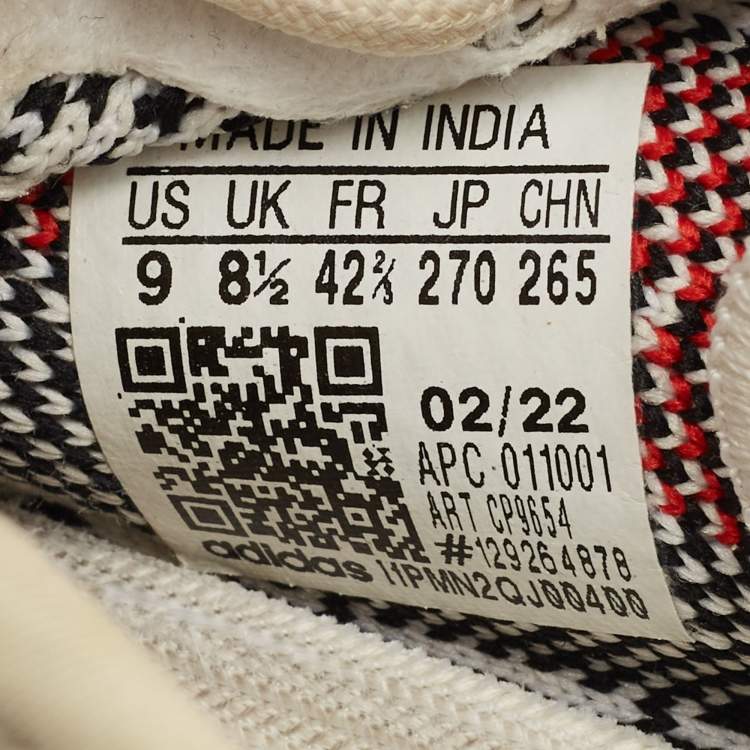 Pre Owned Yeezy x Adidas White/Black Knit Fabric Boost 350 V2 Zebra Sneakers Size 42 2/3