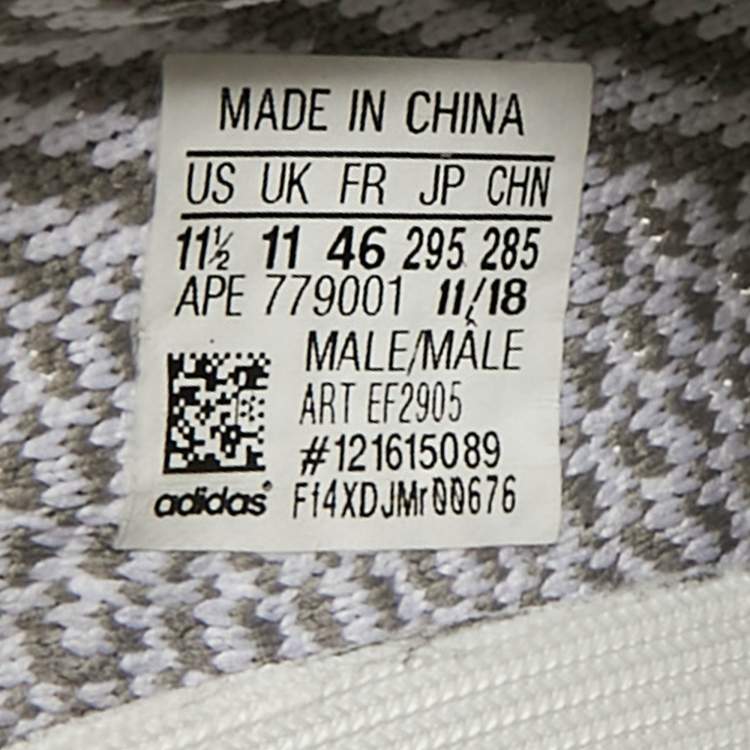 مملوكة مسبقًا Yeezy x Adidas White/Grey Knit Fabric Boost 350 V2 Static (Non Reflective) Sneakers Size 46