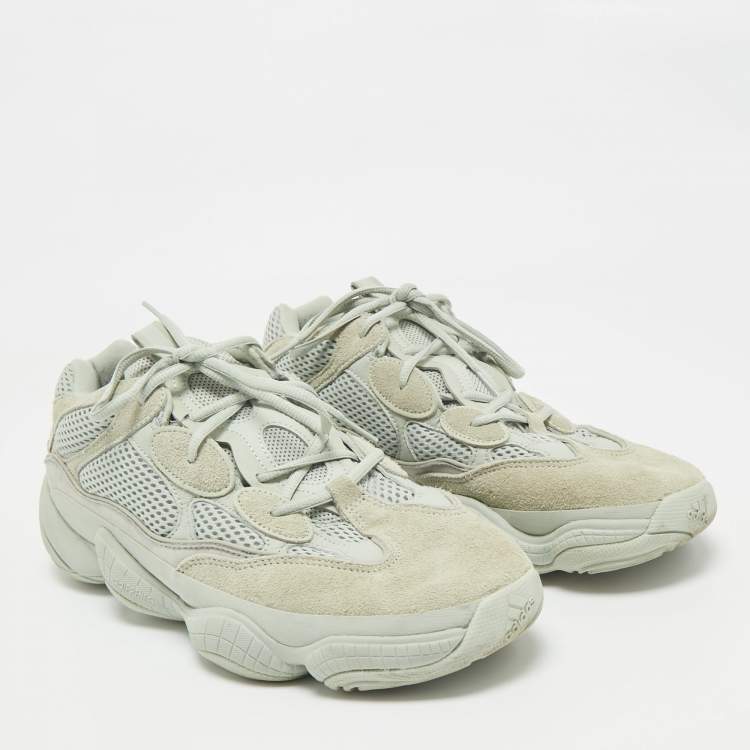 Pre Owned Yeezy x Adidas Grey Leather and Mesh 500 Salt Sneakers Size 46 2/3