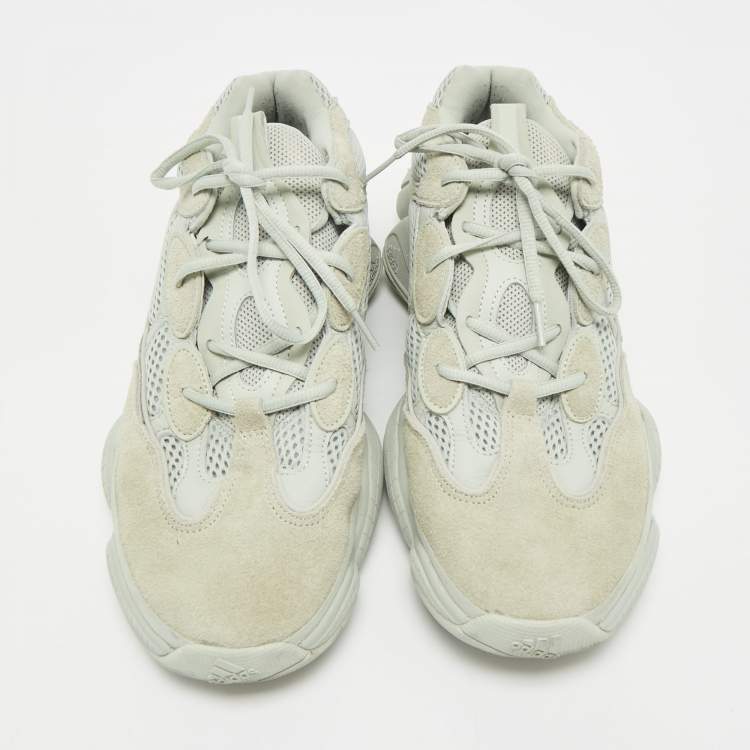 Pre Owned Yeezy x Adidas Grey Leather and Mesh 500 Salt Sneakers Size 46 2/3