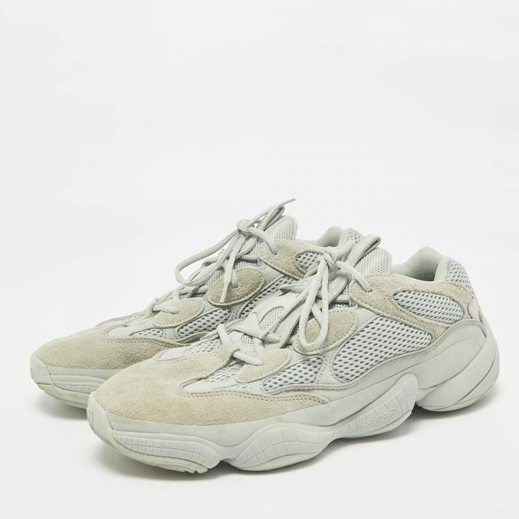 Pre Owned Yeezy x Adidas Grey Leather and Mesh 500 Salt Sneakers Size 46 2/3
