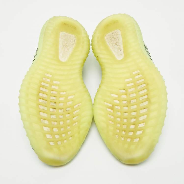 Pre Owned Yeezy x Adidas Green Knit Fabric Boost 350 V2 Yeezreel Reflective Sneakers Size 41 1/3