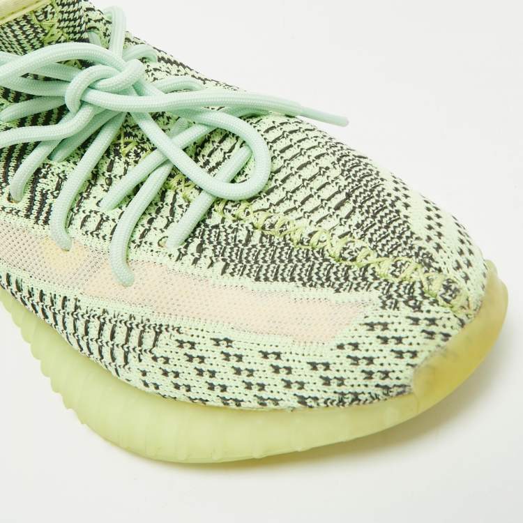 Pre Owned Yeezy x Adidas Green Knit Fabric Boost 350 V2 Yeezreel Reflective Sneakers Size 41 1/3