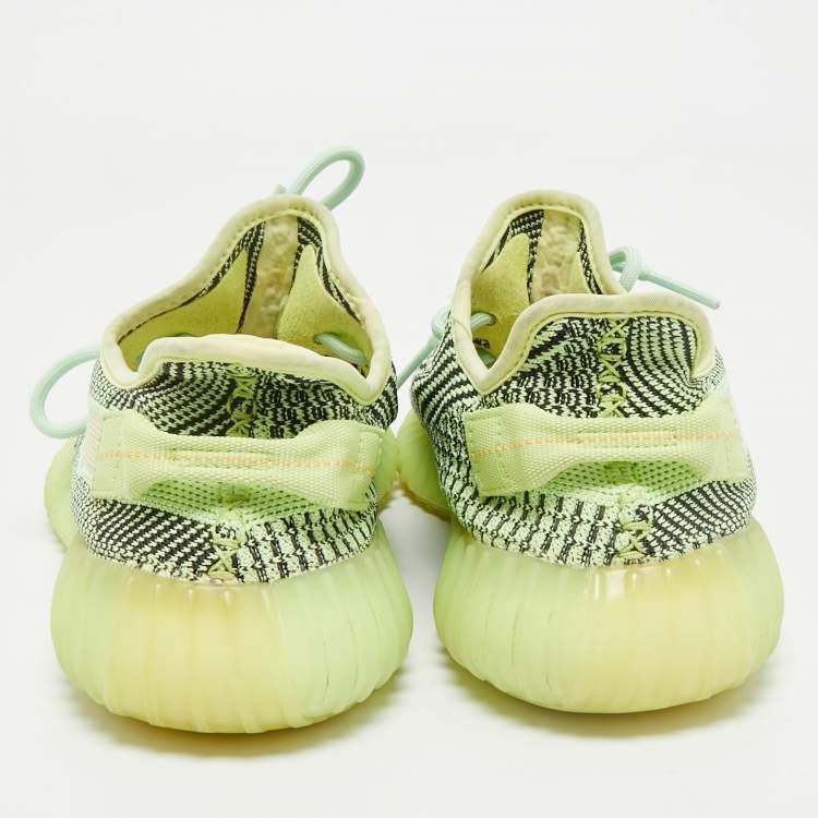 Pre Owned Yeezy x Adidas Green Knit Fabric Boost 350 V2 Yeezreel Reflective Sneakers Size 41 1/3
