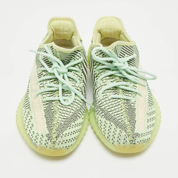Pre Owned Yeezy x Adidas Green Knit Fabric Boost 350 V2 Yeezreel Reflective Sneakers Size 41 1/3