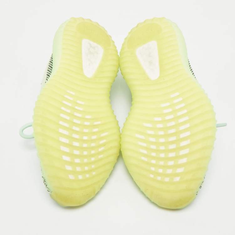 Pre Owned Yeezy x Adidas Neon Green Knit Fabric Boost 350 V2 Yeezreel (Reflective) Sneakers Size 36