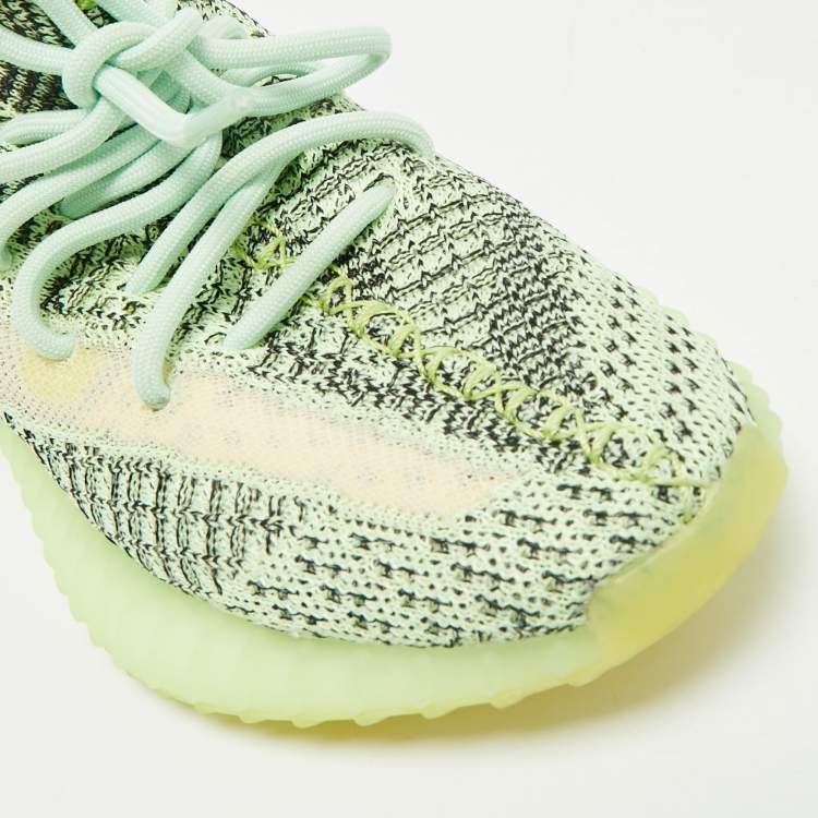 Pre Owned Yeezy x Adidas Neon Green Knit Fabric Boost 350 V2 Yeezreel (Reflective) Sneakers Size 36