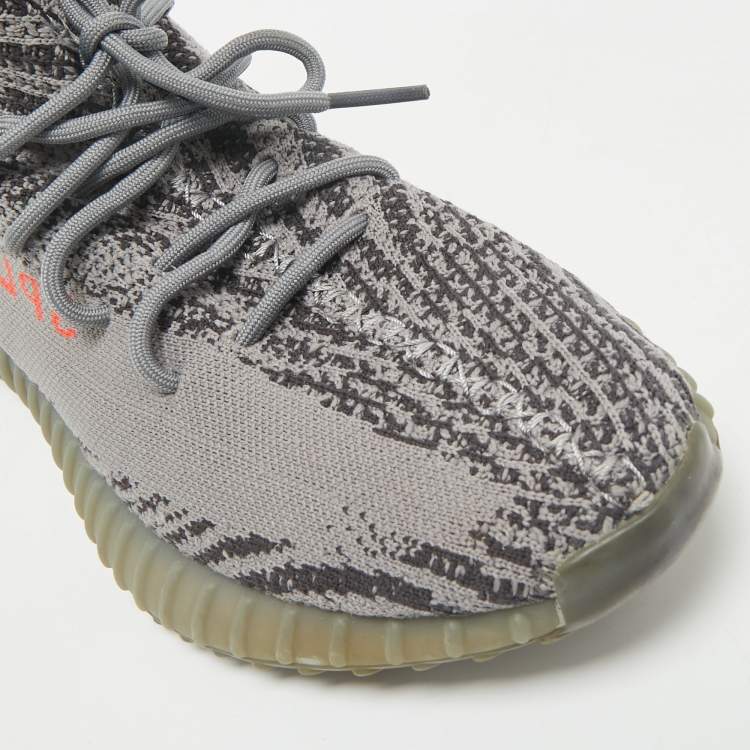 Pre Owned Yeezy x Adidas Grey Knit Fabric Boost 350 V2 Beluga 2.0 Sneakers Size 46