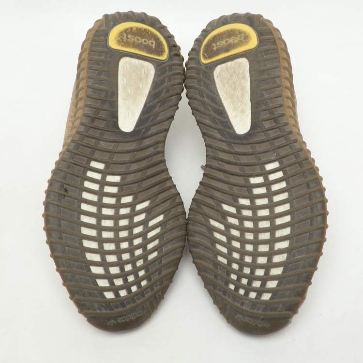Pre Owned Yeezy x Adidas Brown Knit Fabric Boost 350 V2 Earth Sneakers Size 40 2/3