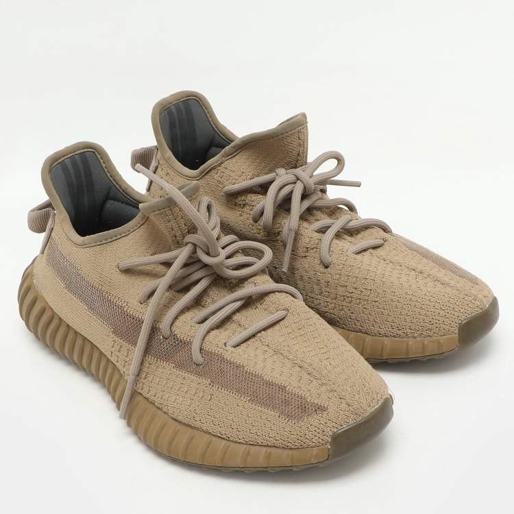 Pre Owned Yeezy x Adidas Brown Knit Fabric Boost 350 V2 Earth Sneakers Size 40 2/3