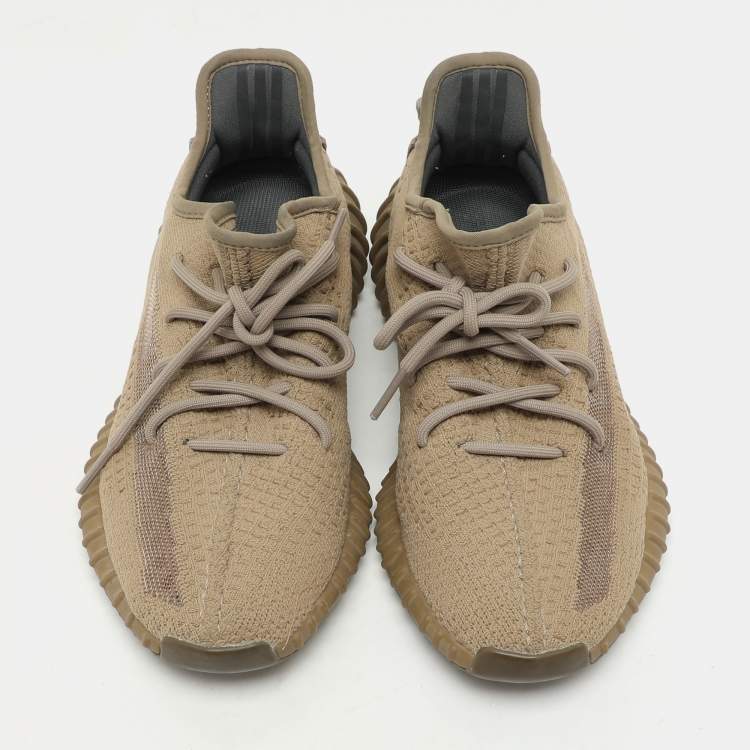 Pre Owned Yeezy x Adidas Brown Knit Fabric Boost 350 V2 Earth Sneakers Size 40 2/3