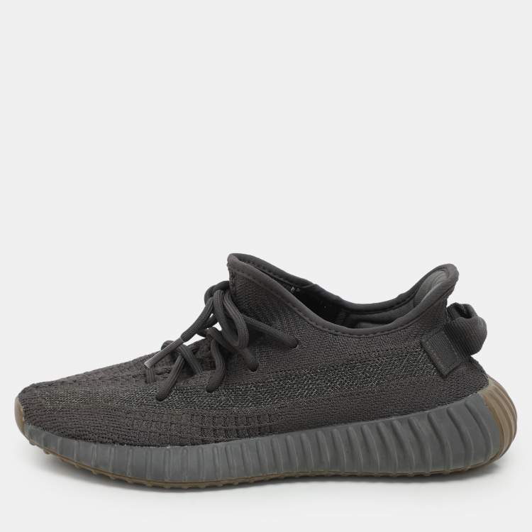 Pre Owned Yeezy x Adidas Black Knit Fabric Boost 350 V2 Cinder Sneakers Size 40