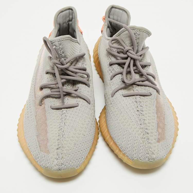 Pre Owned Yeezy x Adidas Grey Knit Fabric Boost 350 V2 Tail Light Sneakers Size 46 2/3